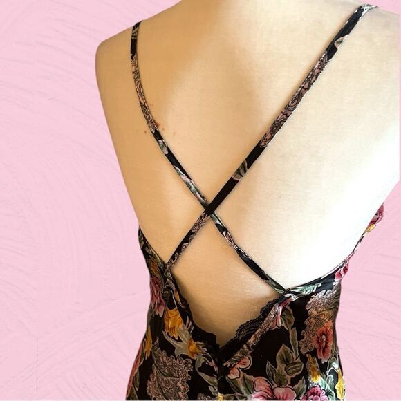 Vintage floral satin midi slip dress - Picture 5 of 14